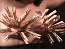 Extreme tit torture with clothespins